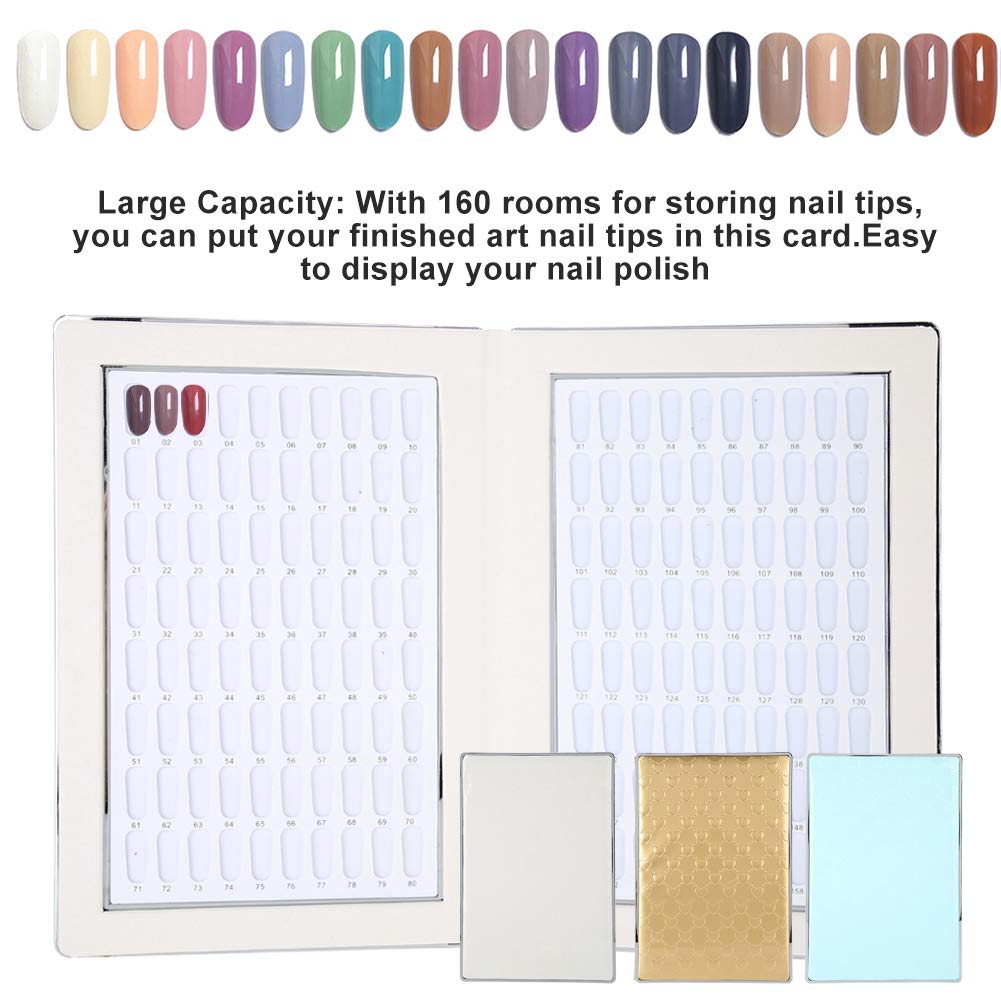 Tomotato Nail Gel Color Card, High Capacity 160 Slots Nail Polish Display Chart Book, Reusable Nail Art Showing Shelf for Manicurists or DIY Enthusiasts