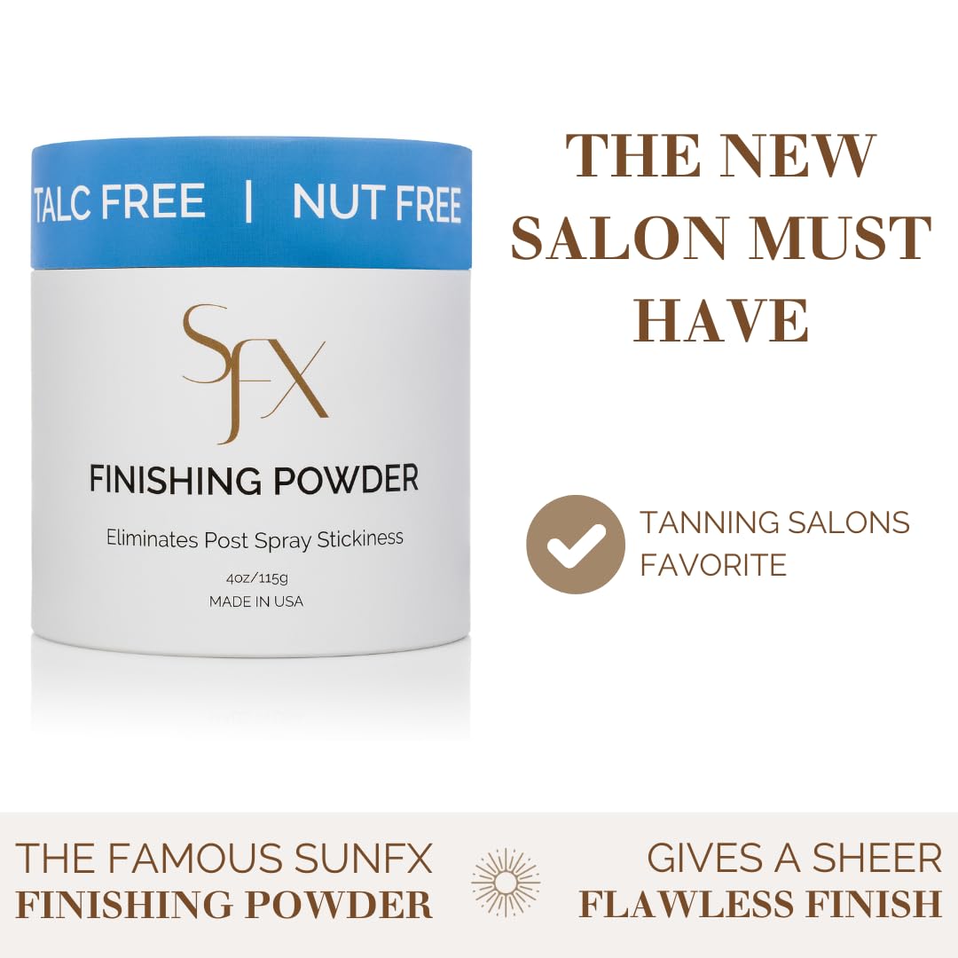 SunFX Post Spray Tan Translucent Finishing Powder | Talc Free | Sunless Tanning Powder with Large Professional Fan Dusting Brush | Cheeky-Sunshine