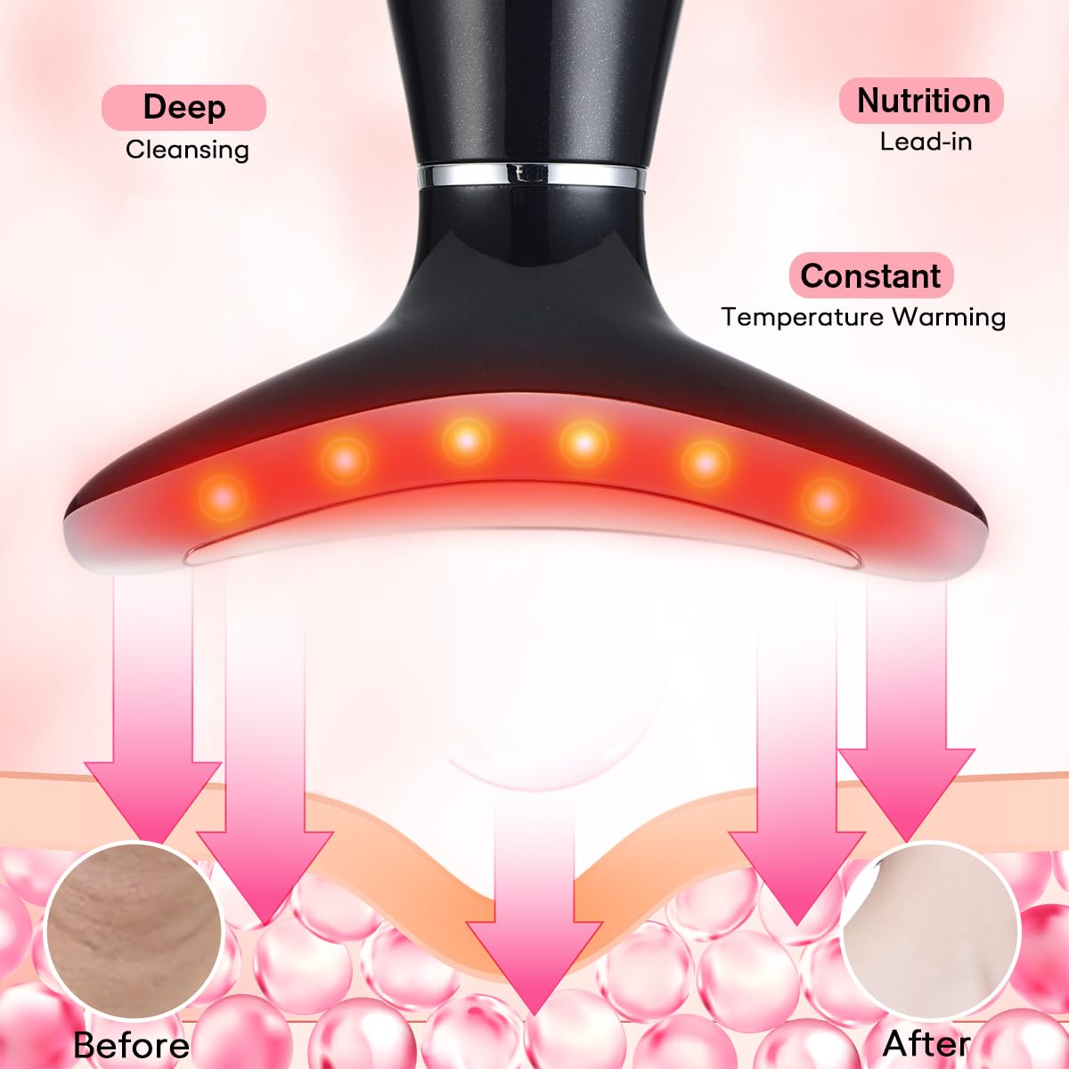 LATME Facial Massager,Neck Face Massager Tool,3 Mode Massage with Heat,Portable Beauty Instrument for Skin Care Women Gift (Gradient Pink)