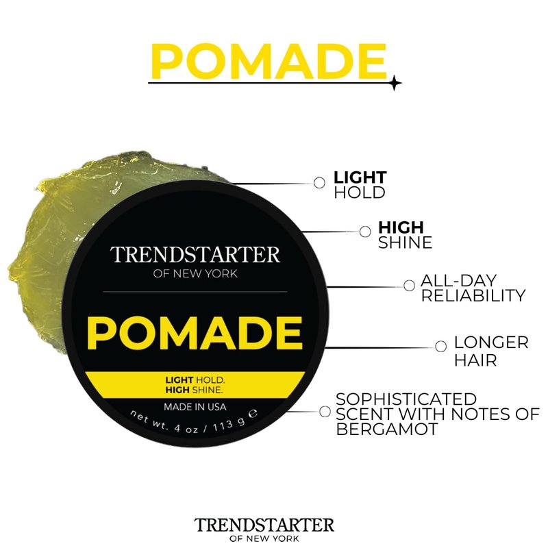 TRENDSTARTER - CLASSIC POMADE (4oz) (PACK of 2) – Light Hold - High Shine - Water-Based Pomade - All-Day Smooth Wet Look Finish - Non-Crispy Formula - Premium Hair Styling Products
