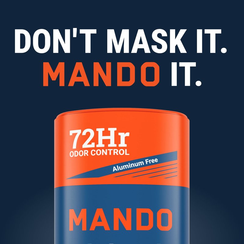 Mando Smooth Solid Stick (2.6 Ounce) + Acidified Body Wash (8.5 Ounce) - Clinically Proven to Block Odor All Day - Whole Body Safe For Pits, Packages + Feet (Pro Sport)