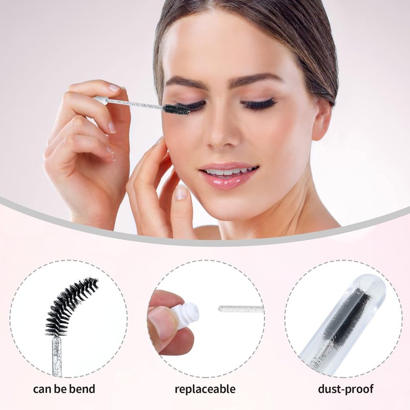 Lash Shampoo Bottle Brushes Set - 100 Pcs with Foam Pump Dispensers, Wands & Labels | Eyelash Extensions Aftercare (Black)