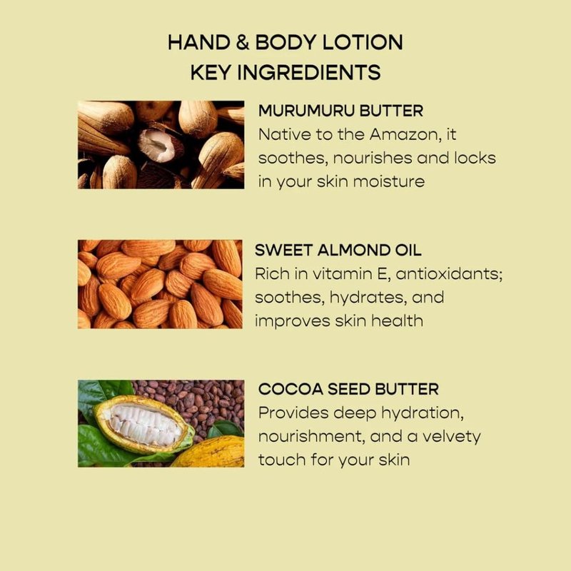 Murumuru Butter Hand & Body Lotion - Lightweight, Fast-Absorbing Formula | Vegan Grapefruit & Sandalwood Scent, 500ml
