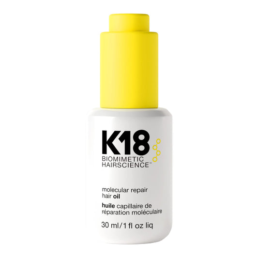 K18 Molecular Repair Hair Oil - Strengthening Peptide Damaged Hair Treatment Oil - 24-Hour Frizz Control + Heat Protectant - Helps Reduce Split Ends + Boost Shine (1 Fl oz)
