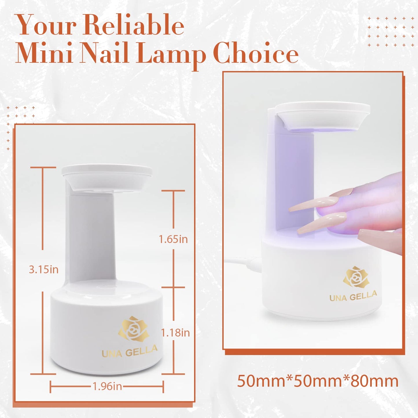 UNA GELLA Mini U V LED Light for Nails, Innovative Nail Lamp with Open Space for Easy Gel Tips Nail Extension, Quick-Dry U V Nail Light, Portable Nail Dryer for Nail Gel Travel or Home Nail Art