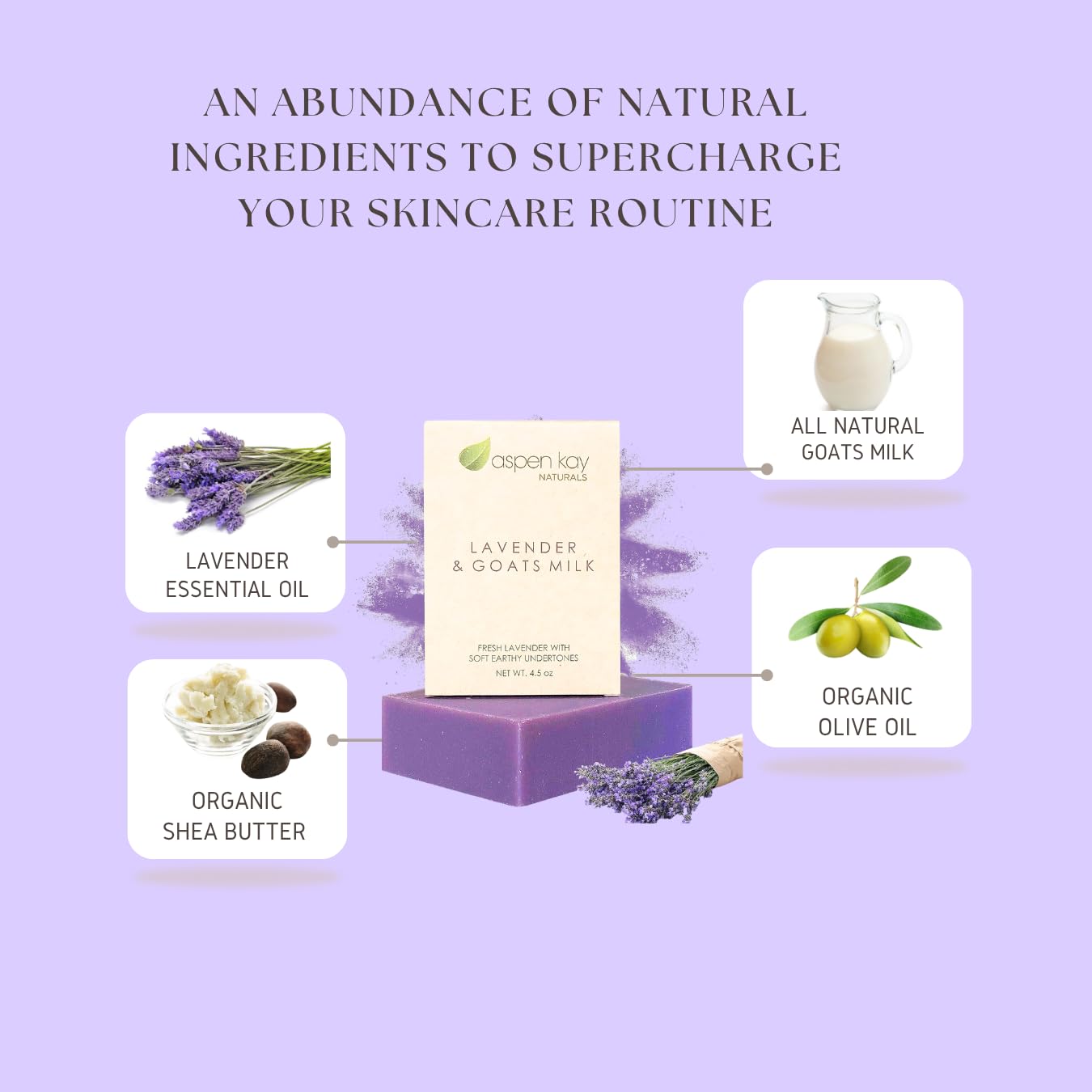 Aspen Kay Naturals Lavender and Goats Milk Soap Bar. Natural Lavender Soap with Organic Shea Butter & Pure Essential Oils. Gentle for Face and Body. For Men, Women & Teens. Handmade in USA. (3 pack)