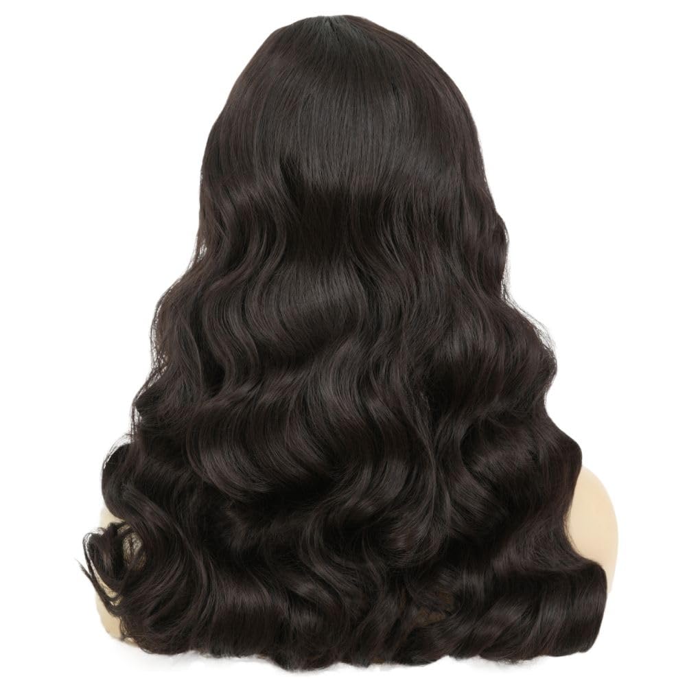 Swiking Long Black Curly Wavy Wig for Women Long Finger Wave Heat Resistant Fiber Synthetic Hair Wigs for Cosplay Halloween Party Use