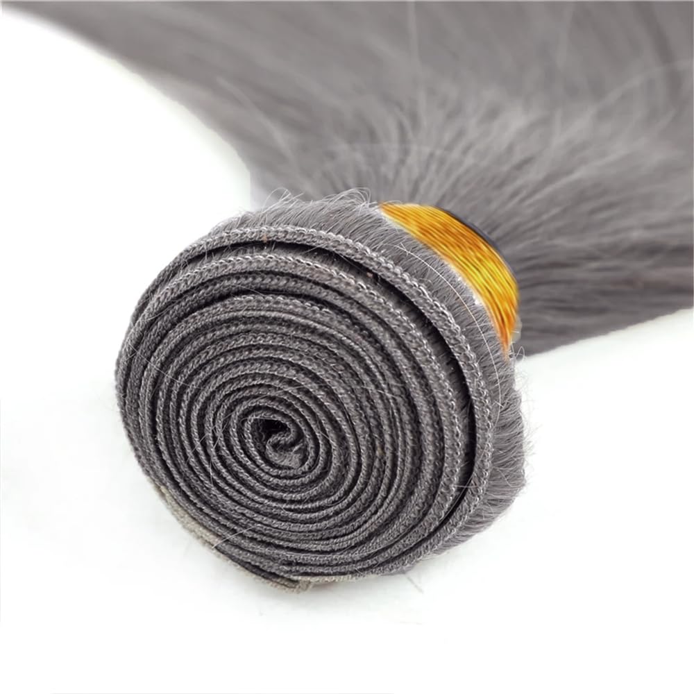 Grey Bundles Straight Bundles Human Hair 22 Inch Unprocessed Brazilian Virgin Weave Hairs Gray 1 Bundle 50 Gram Per Bundle Human Hair Extensions
