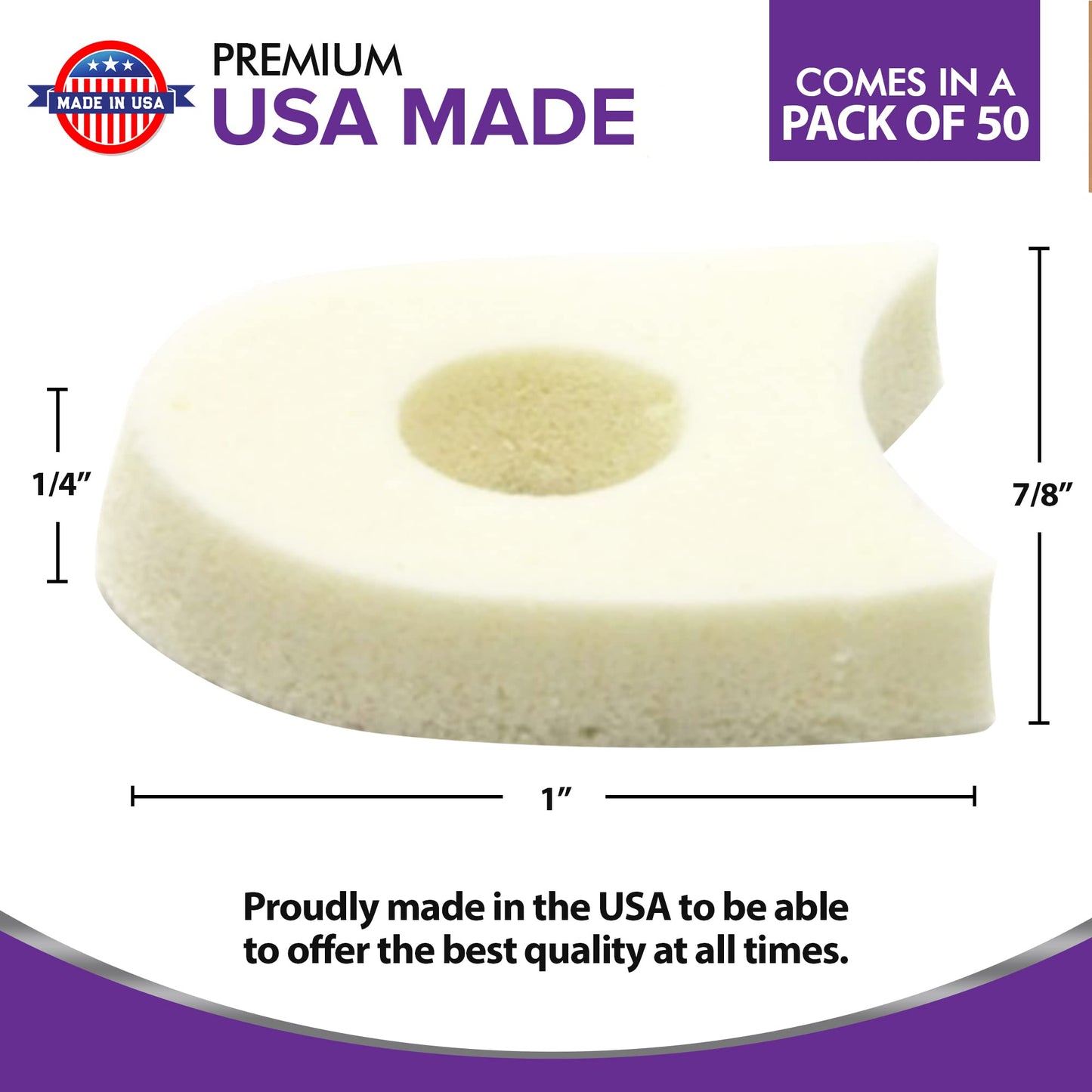Foam Toe Separators for Women and Men, Made in USA 1/4 Inch, 50 Pack