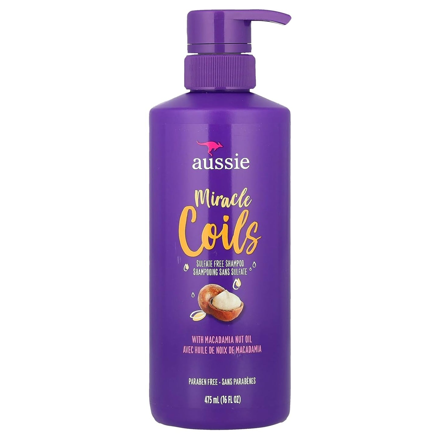 Aussie Miracle Coils Shampoo - Sulfate-Free Hydration | 16 oz Pump (Pack of 2)