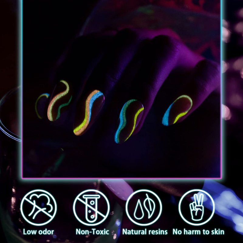 Glow in The Dark Nail Art Gel Liner Set - 12 Soft Pastel Colors for Luminous Designs | UV LED Curing Required