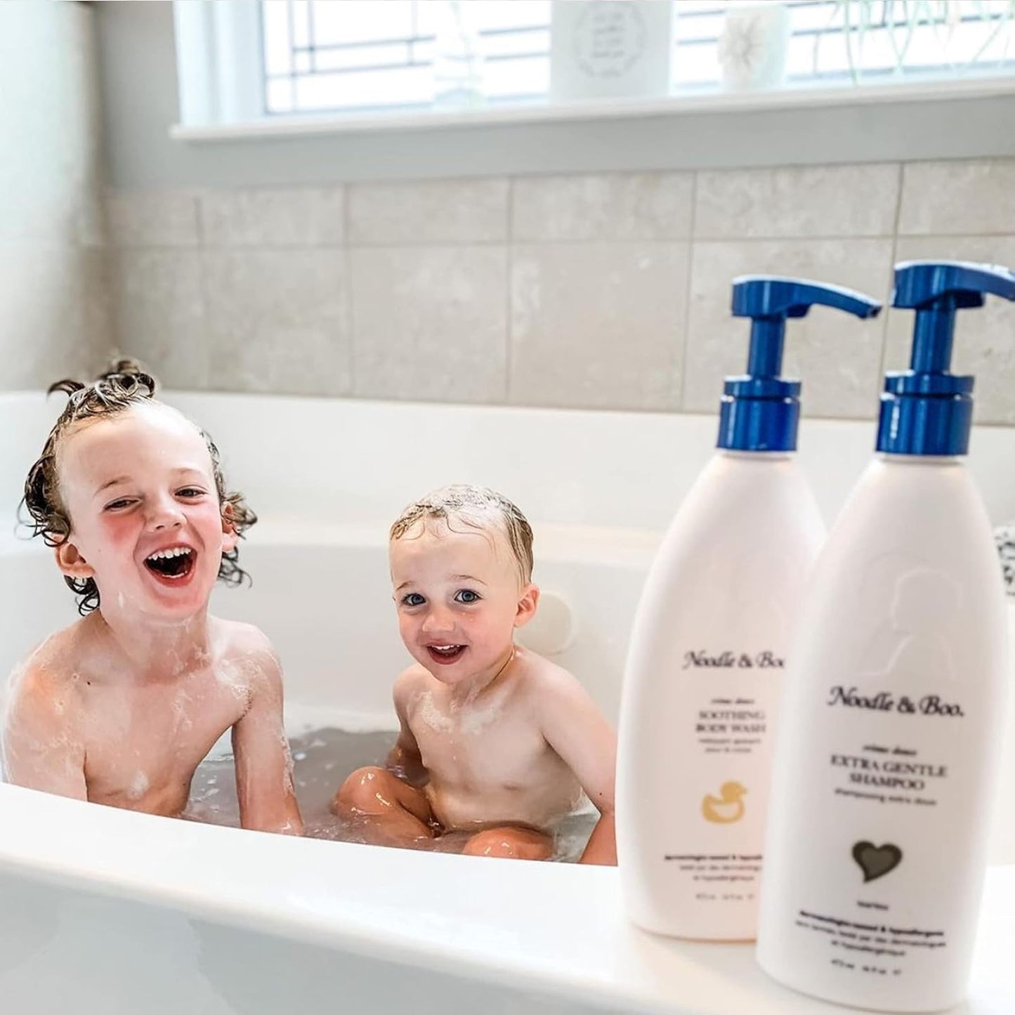 Noodle & Boo Extra Gentle Baby Shampoo (16 fl oz) & Soothing Body Wash (16 fl oz) Bundle | Tear-Free, Hypoallergenic, Plant-Based, Pediatrician-Tested, Baby Bath Essentials for Sensitive Skin & Scalp