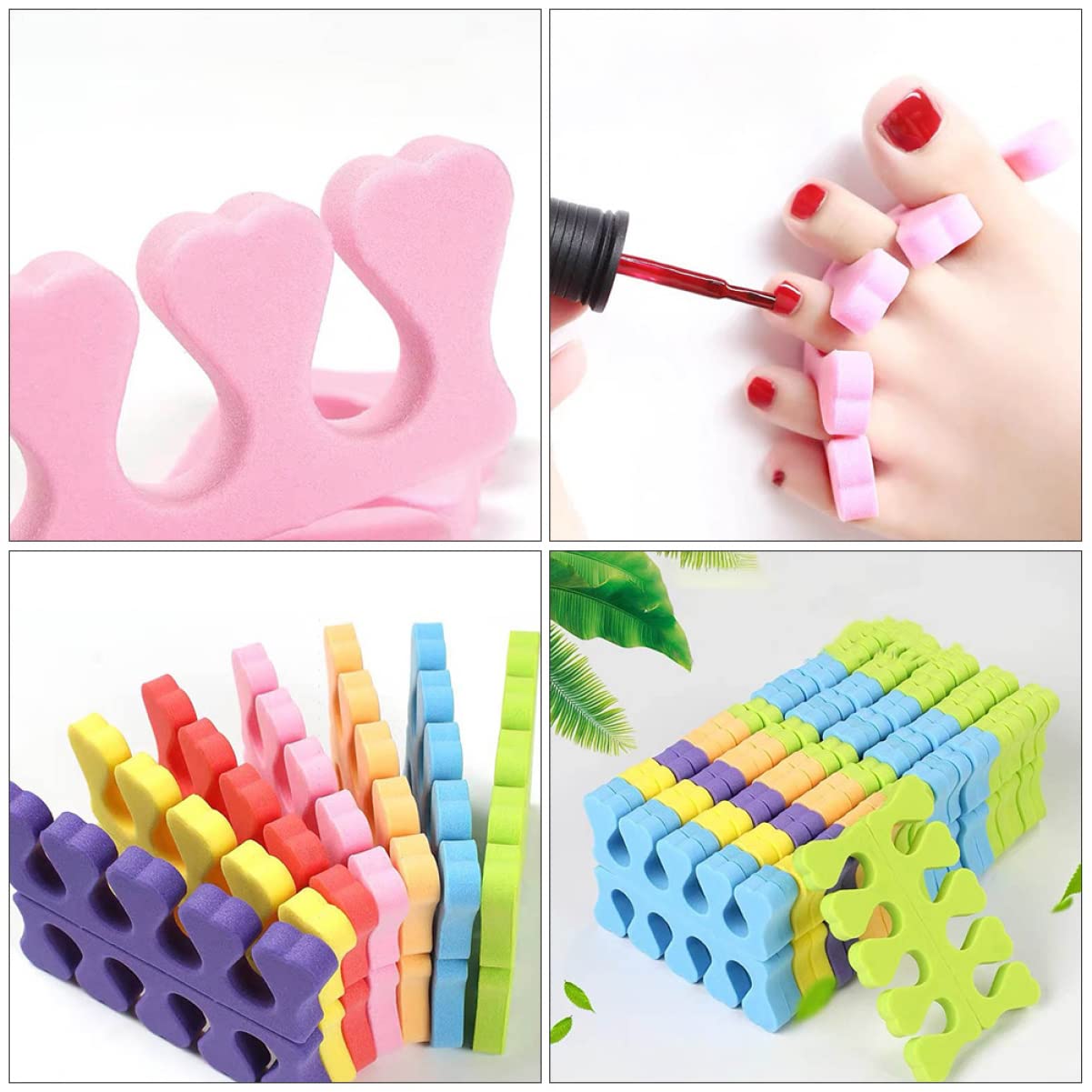 Foam Toe Separators 100 Pairs Comfortable Pedicure Toe Separators Finger Dividers Comfortable Design for Women Men Feet Nail Toenails Art Painting Polish Spa