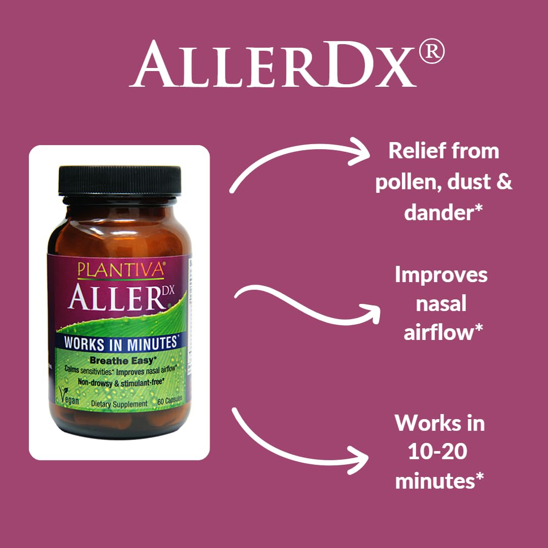 Plantiva AllerDx Capsules (60 Count) ImmuneDx (60 Capsules) Breathe Well Bundle 2CT