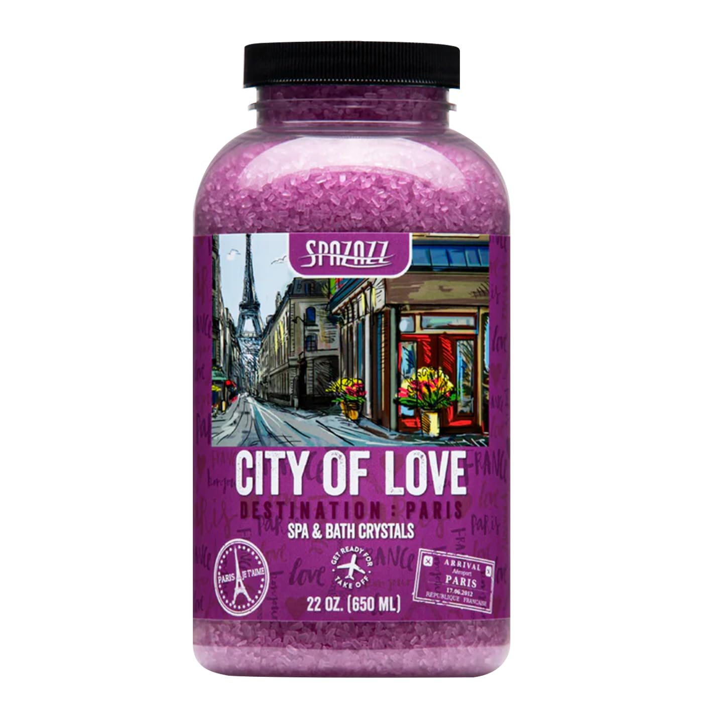 Spazazz SPZ-301 Love & Romance in Paris Hot Tub Scent & Fragrance - Couples Spa Gift - Destination Bath Salt Crystals 22 oz