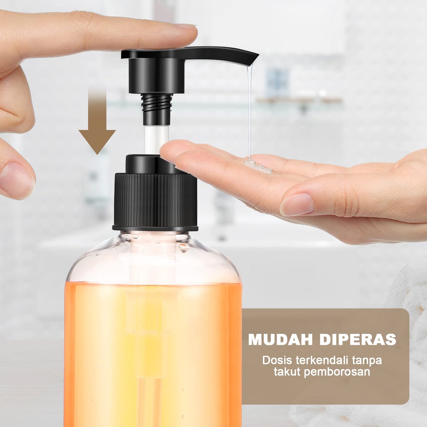 Gandeer 8 Pcs Plastic Pump Bottles Empty Lotion Bottle with Pump Refillable Dish Soap Dispenser Portable Hand Soap Dispenser Shampoo Lotion Container for Oil Liquid Soap(Clear,16 oz)