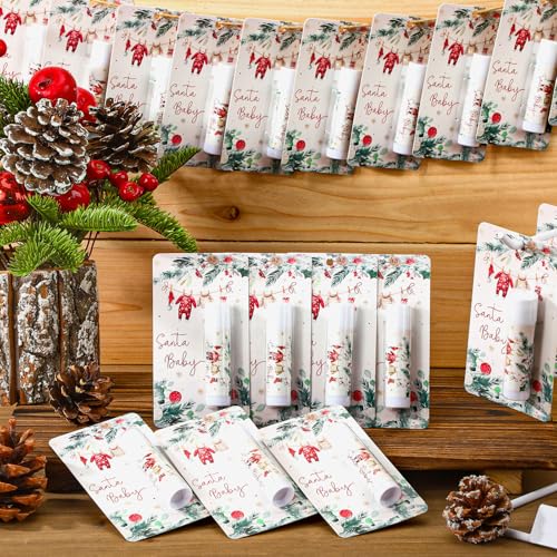 30 Pack Santa Baby Shower Games Prizes Party Gifts Bulk Lip Balms Favors for Winners Adults Guests Gender Reveal Favors Decorations Baby Shower Souvenirs Gift Bags Stuffers