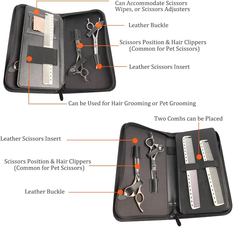 Scissor Pouch Bag - Salon Scissors Storage Case for Hairdressers & Barbers | PU Leather - Pink