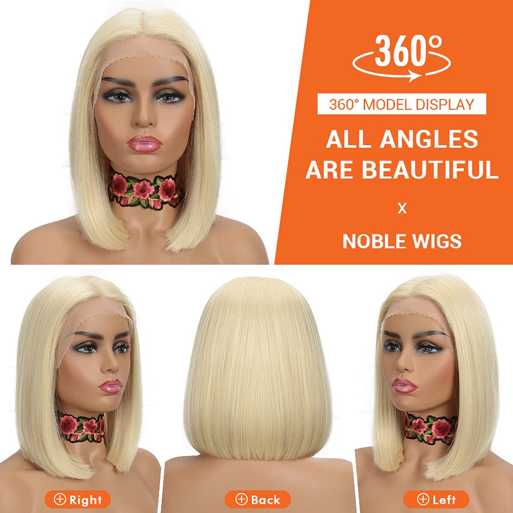 Platinum Blonde Bob Wig - T Part HD Lace Front for Women | Synthetic 613 Hair for Parties & Daily Wear
