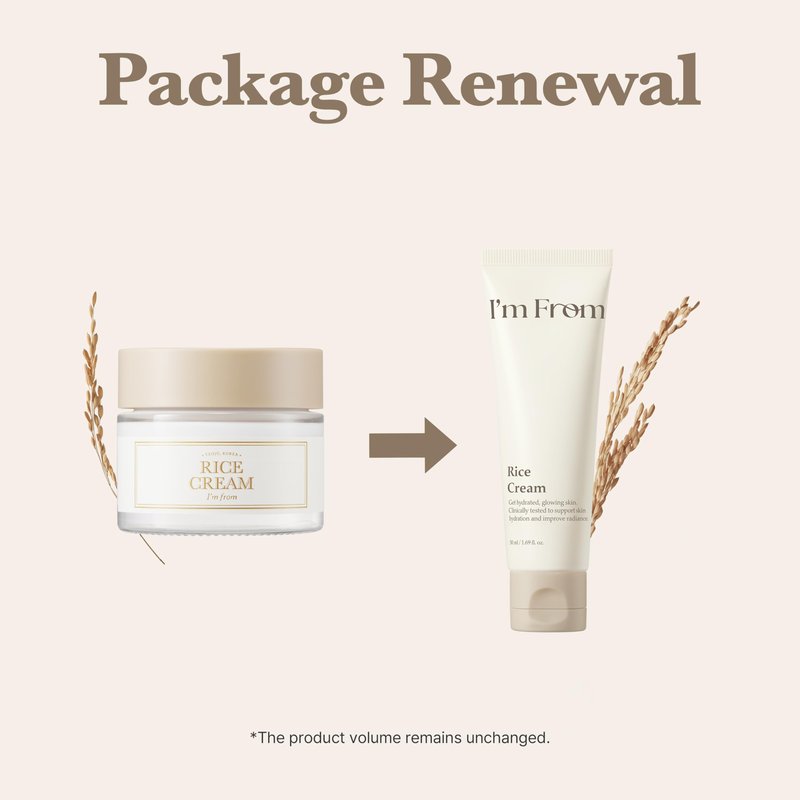 I’m From Rice Cream, Hydrating Face Moisturizer with Rice Water & Ceramide, Lightweight Barrier Cream for Dry & Combination Skin, Korean Skincare 1.69fl.oz