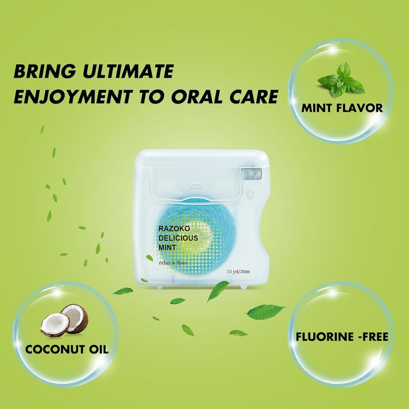 Coconut Oil Infused Woven Dental Floss - Vegan, Cruelty-Free, Mint Scent | 4 Month Supply (33 Yds x 2 Units)