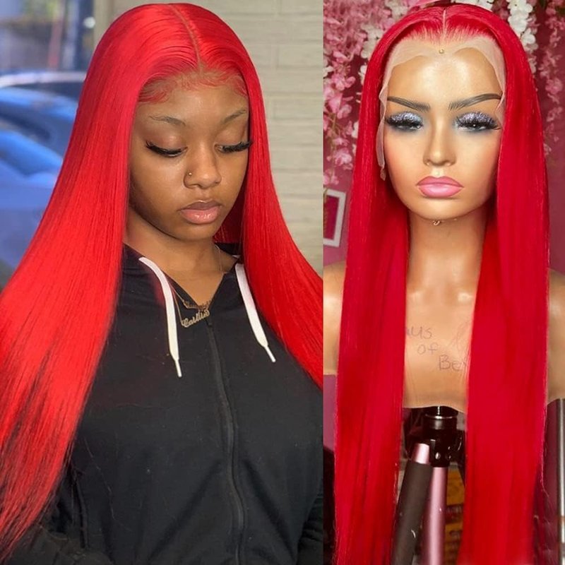 Phyoung Red Hair Lace Front Wigs Long Straight Hair Red Wig Heat Resistant Glueless Synthetic Lace Front Wigs for Women