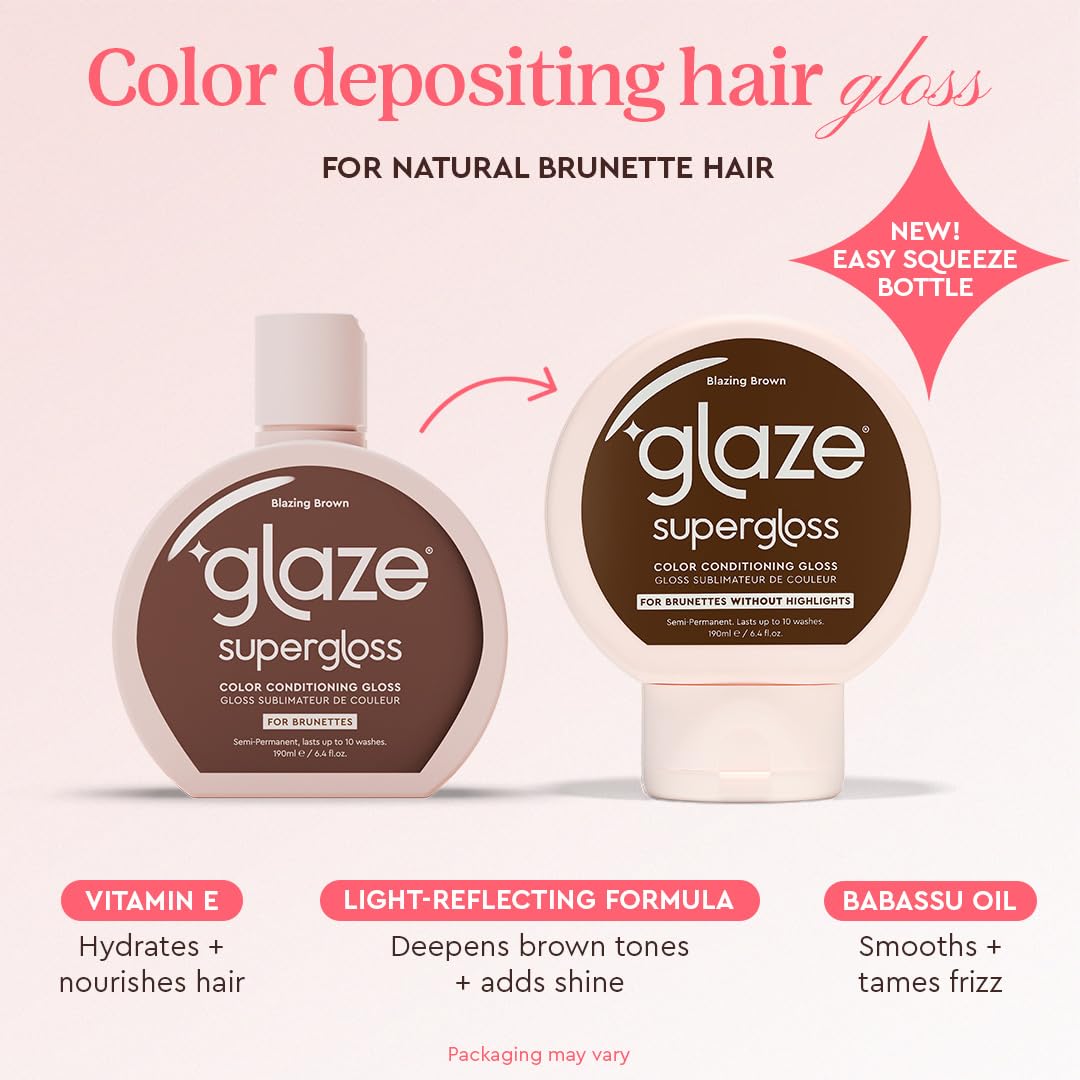 Glaze Supergloss Color Conditioning Gloss With Dispensing Pump – Hydrating Semi-Permanent Color Hair Gloss & Shine Boost – Vegan, Cruelty-Free