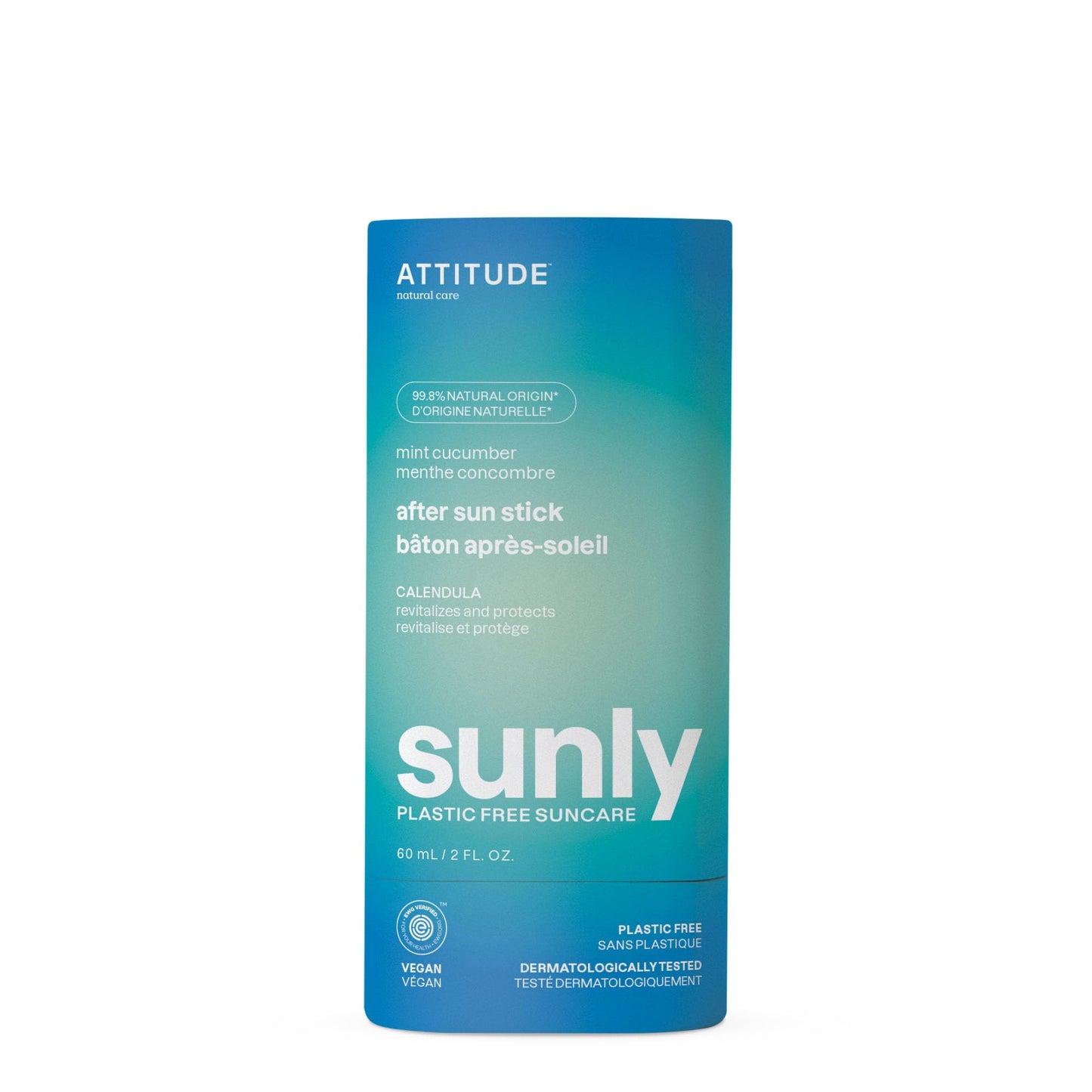 ATTITUDE After Sun Care Stick, EWG Verified, Plastic-Free, Soothes and Hydrates, Vegan and Mineral Based Formula,