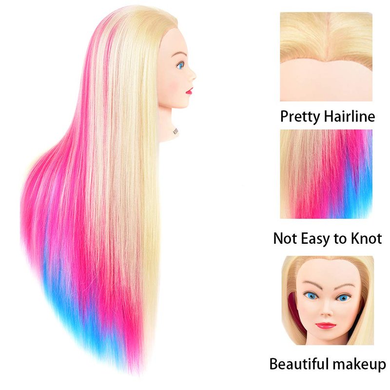 Morris 28 Inch Cosmetology Mannequin Head with Synthetic Hair Styling Head for Hairdresser Training Head Manikin Doll Head Long Hair Mannequin Head for Practice Braiding with Clamp (613)