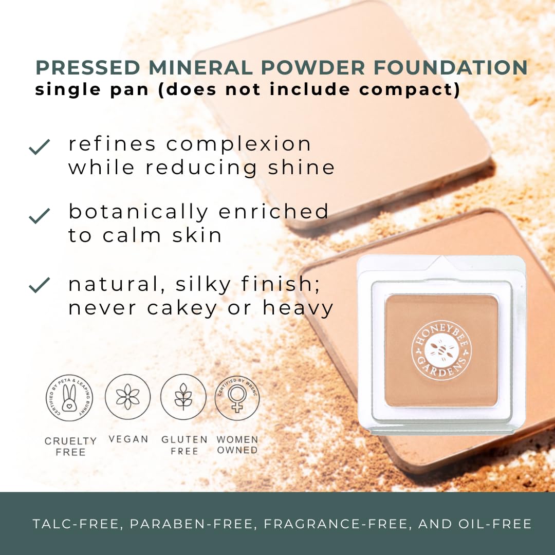 Honeybee Gardens Pressed Mineral Powder Foundation Refill, Avignon, Pale Light Neutral Shade, Adjustable Coverage, Natural Finish, With Botanical Extracts And Vitamin E, 7.5g