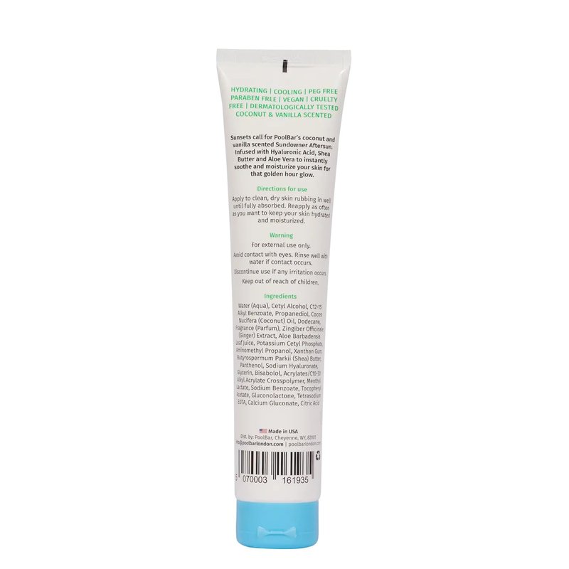 PoolBar Sundowner Aftersun Body Lotion for Women & Men Skin Care, Hydration & Soothing Relief, Coconut & Vanilla Scent Sun Care, Enriched with Hyaluronic Acid, Shea Butter, & Aloe Vera, 200ml (3 Pack)