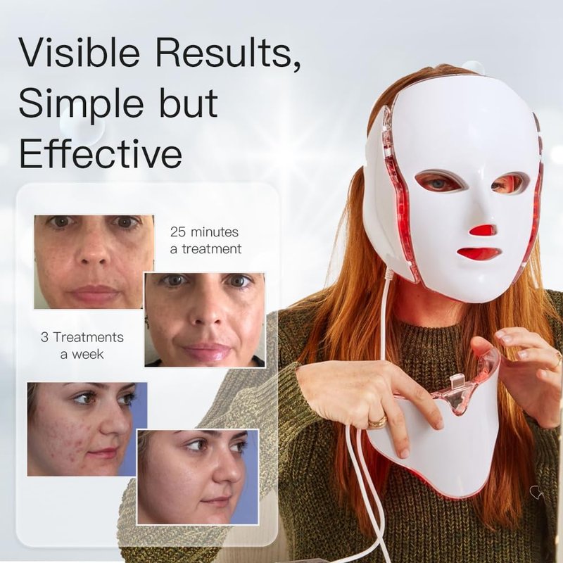 Firmosa Led Facial Light Therap Mask - 7 Led Light Therap Facial Skin Care Mask - Red Light Therap for Face - Led Face Mask Light Therap - Face Mask Skin Care,Used at Home