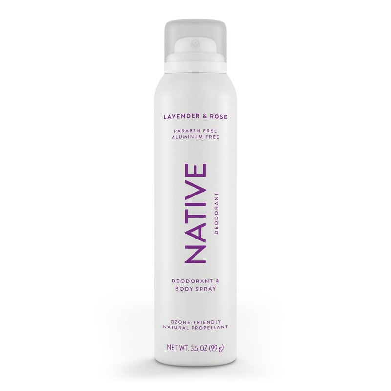 Native Whole Body Deodorant Spray, Lavender & Rose Scent, 72 Hour Odor Control for Pits, Privates & More, Aluminum Free, Quick-Drying Deodorant for Men & Women, 3.5 oz