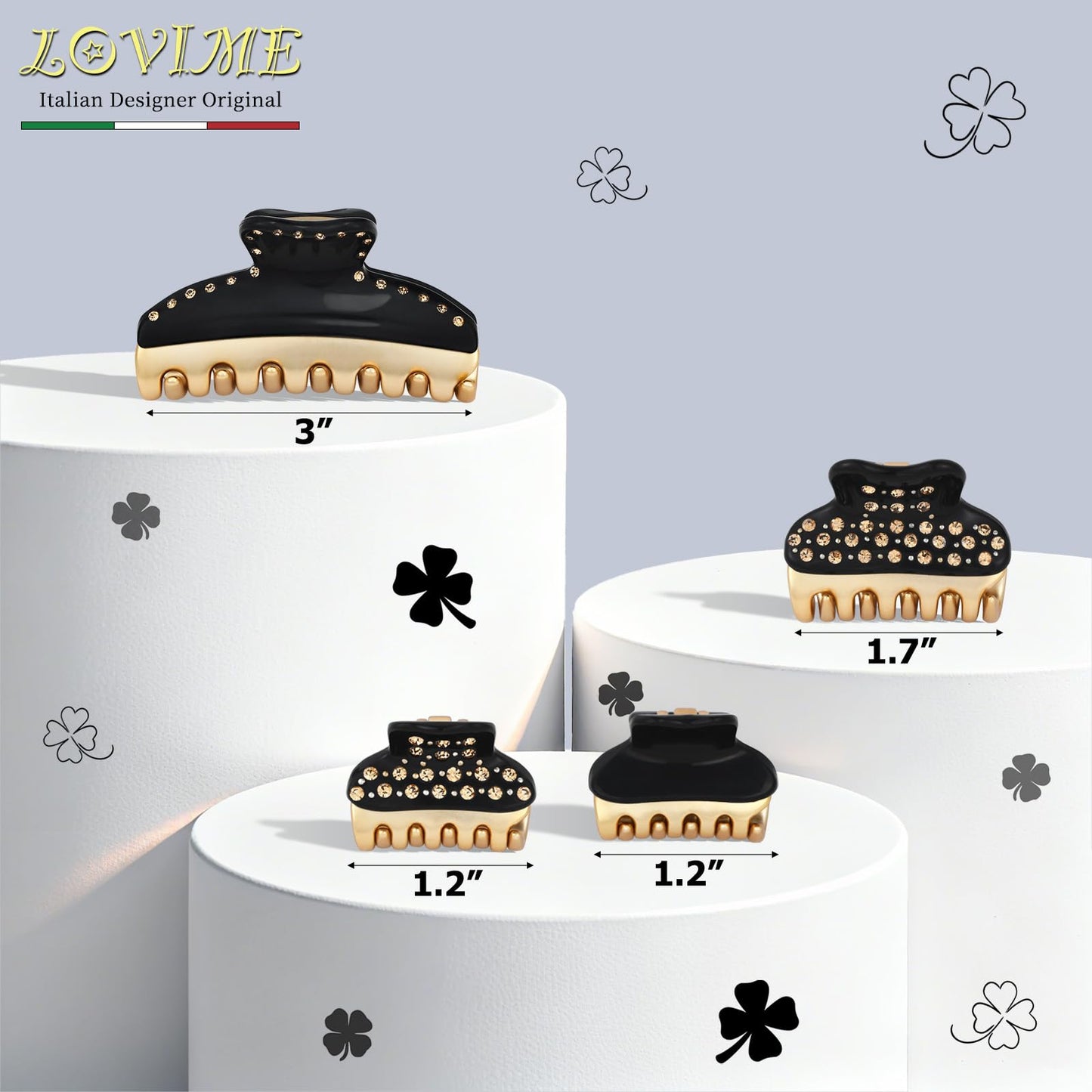 LOVIME Premium Hair Clips for Women, 3 Inch Medium Claw Clips for Thick Thin Hair, Non-Slip Black French Hair Clip, Hair Accessories for Girls, Mothers Day Gifts for Mom with Gift Box
