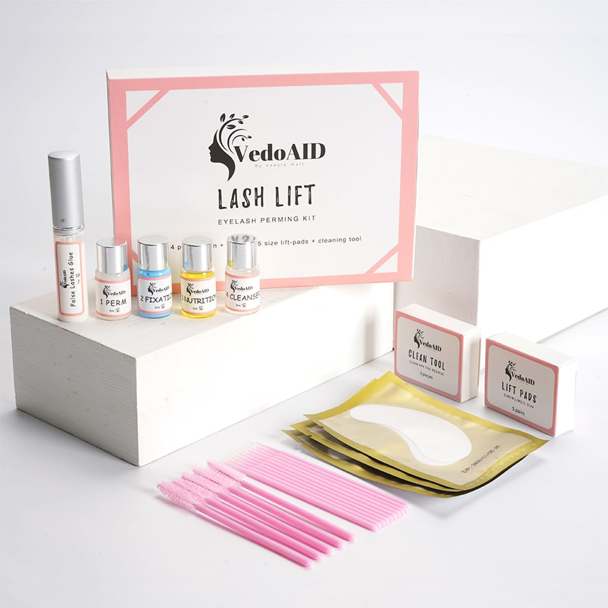 2026 VedoAID New Upgraded EyeLash Lift Kit Eyelash Extension Kit Eyelash Perm Kit, Eyelash Lifting & Eyelash Curling Includes Eye Shields, Pads, Accessories, Easy for Beginner,Achieve Salon-Quality