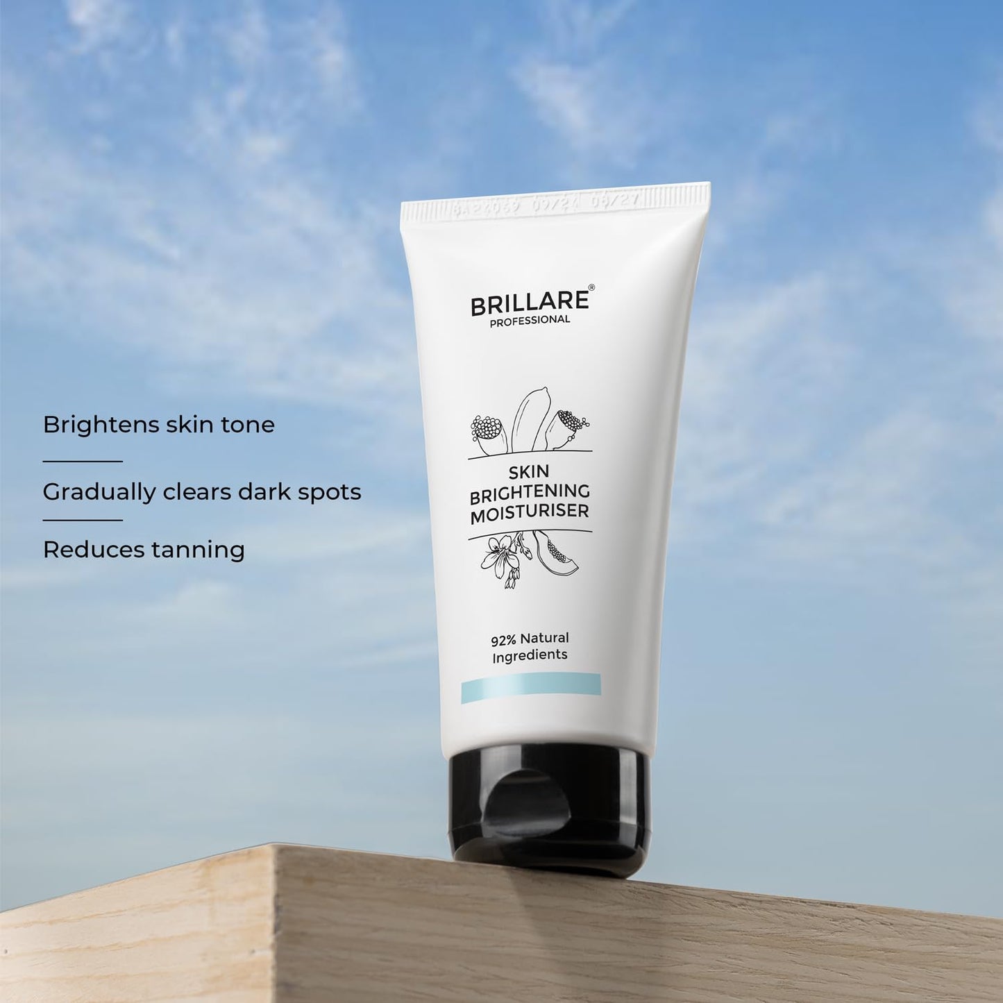 BRILLARE Professional Natural Moisturiser with Lime Caviar and Papaya, Supports Even Skin Tone and Healthy Radiance, 50ml