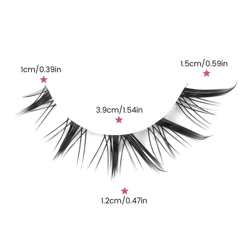 Kumiko Handmade Manga Lashes 3 Pairs Pack | Douyin False Eyelashes Manhua Anime Lashes Wispy Cat Eye | Japanese Korean Spiky Fake Eyelashes Fairy Custom Look | Ideal for Cosplay & Kawaii (Fairy Style)