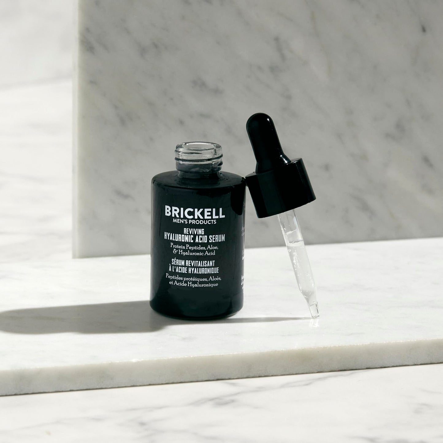 Brickell Men's Anti Aging Hyaluronic Acid Serum for Face, Reviving Day Serum for Men, Facial Serum With Hyaluronic Acid, Aloe, and Peptides, 1 Ounce