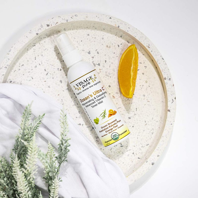Visage Pure Ocean's Ultra C - Brightening and Detoxifying Anti-Aging Face Toner - Tightens and Clarifies The Skin and Minimizes Its Pores - USDA Organic - Physician Formulated - Research Supported