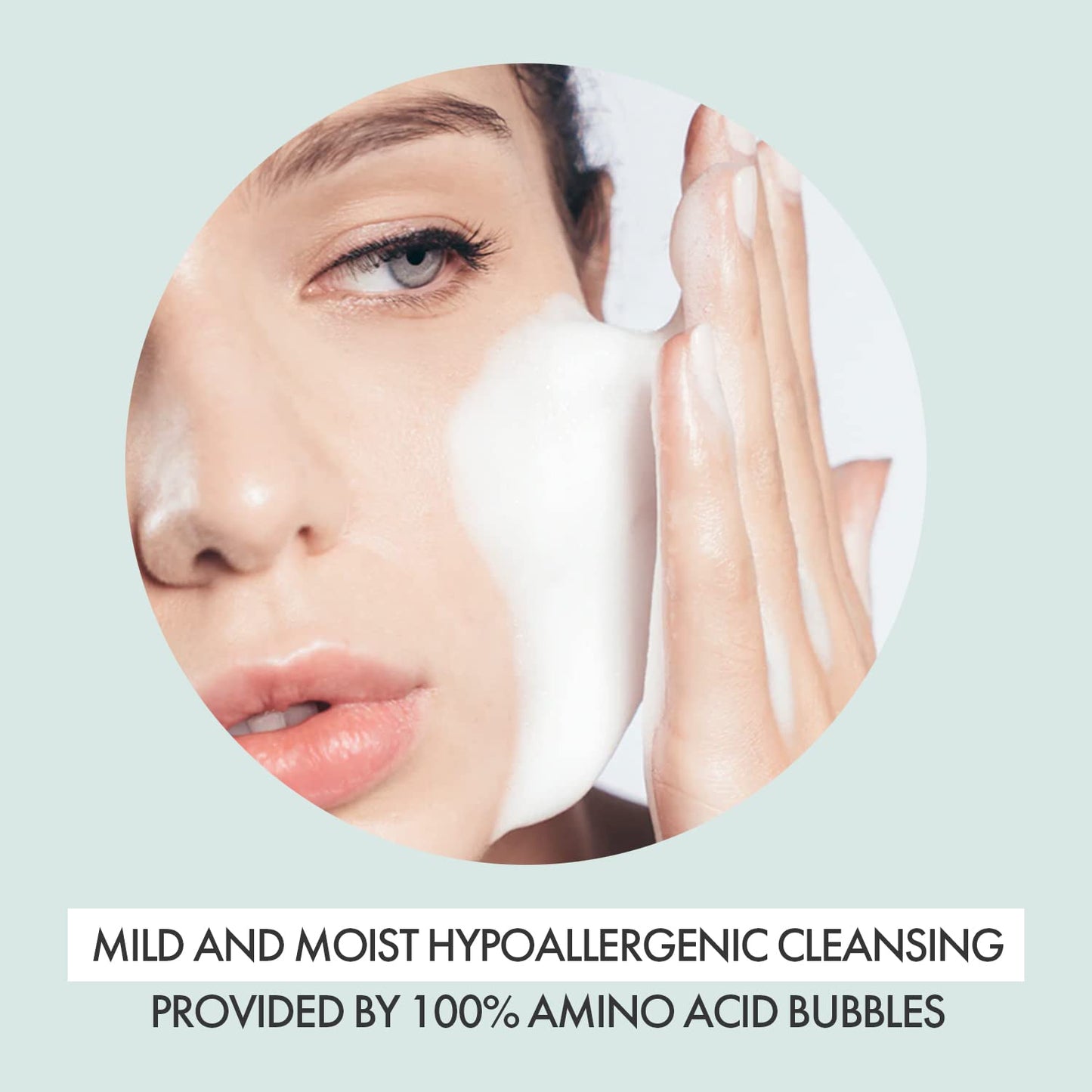 VIDIVICI Mild Amino Facial Foam – Hypoallergenic Face Wash with Amino Acid and Cica – Calming and Moisturizing Foaming Cleanser for Sensitive Skin – Fragrance Free Foam 3.72oz.