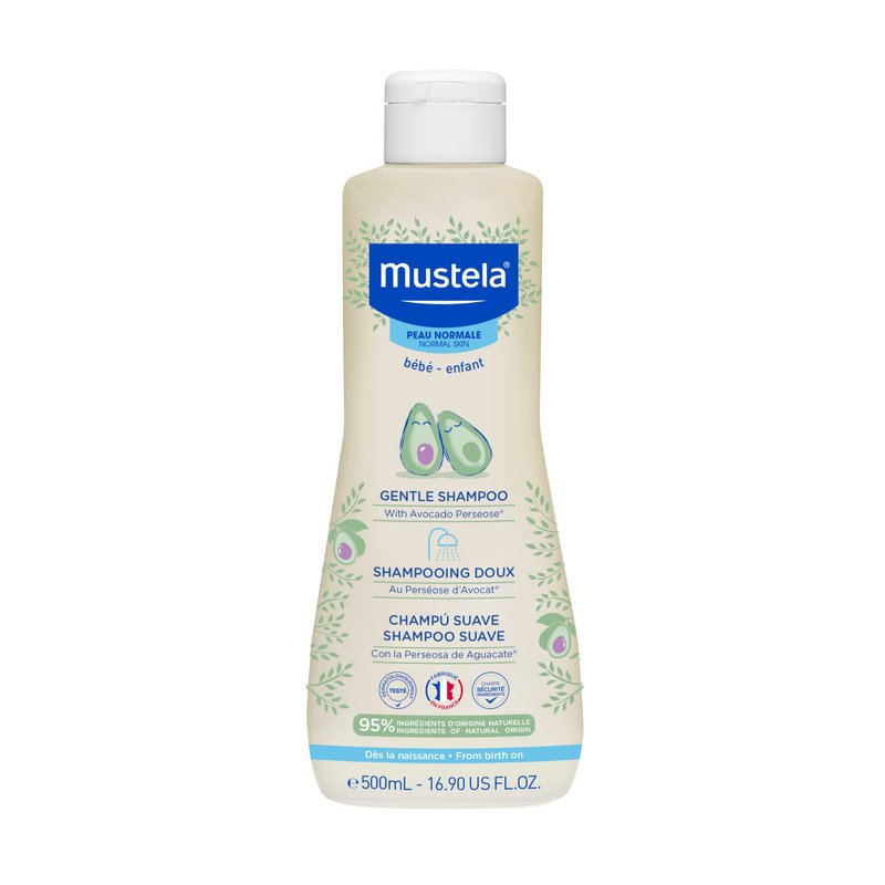 Mustela Gentle Shampoo with Natural Avocado Perseose - Formulated for Babies' and Children's Delicate Hair, Sensitive Skin, and Scalps - Newborn Safe - Various Sizes - 1 or 2-Pack