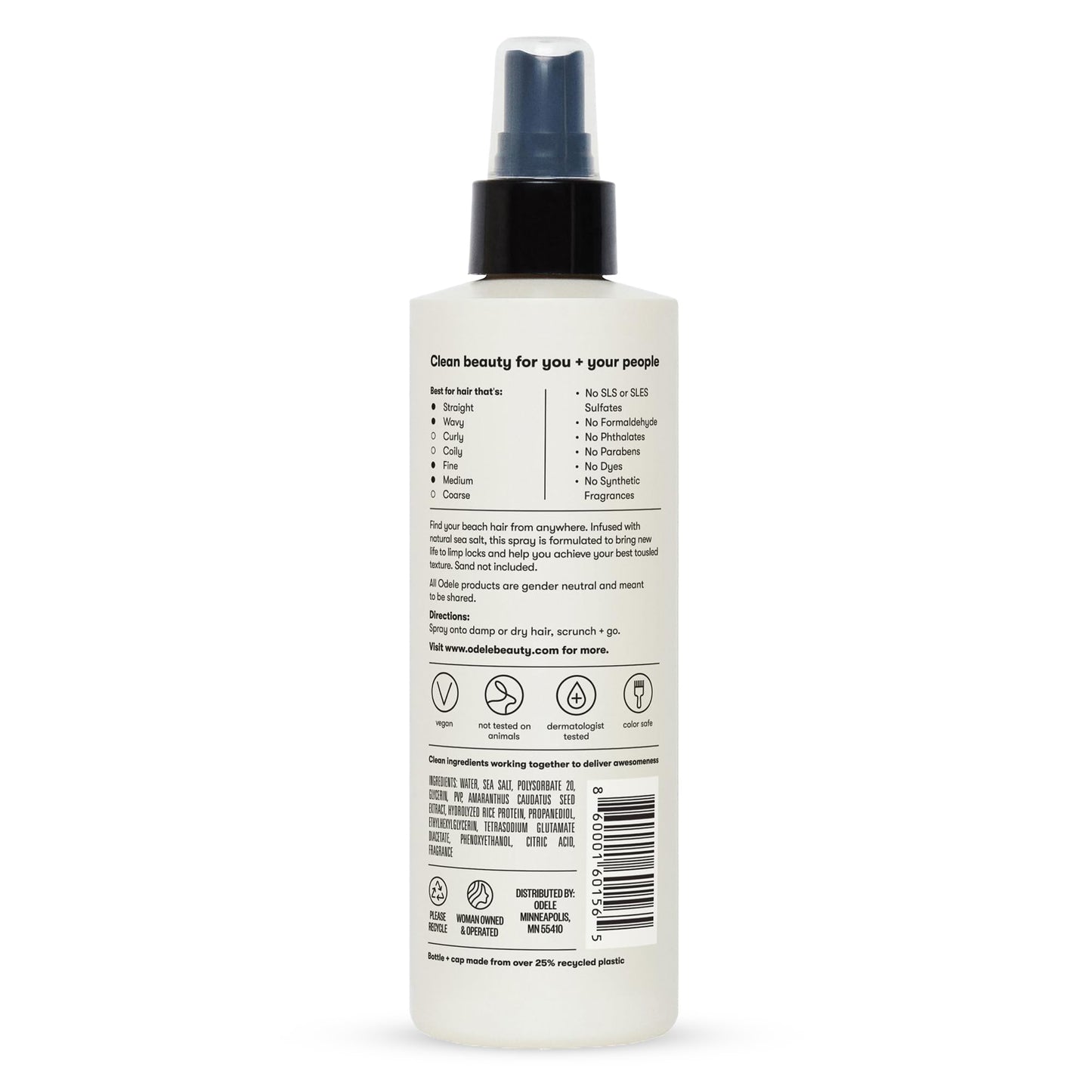 Odele Texturizing Sea Salt Spray, Boosts Volume & Definition, 8 fl oz