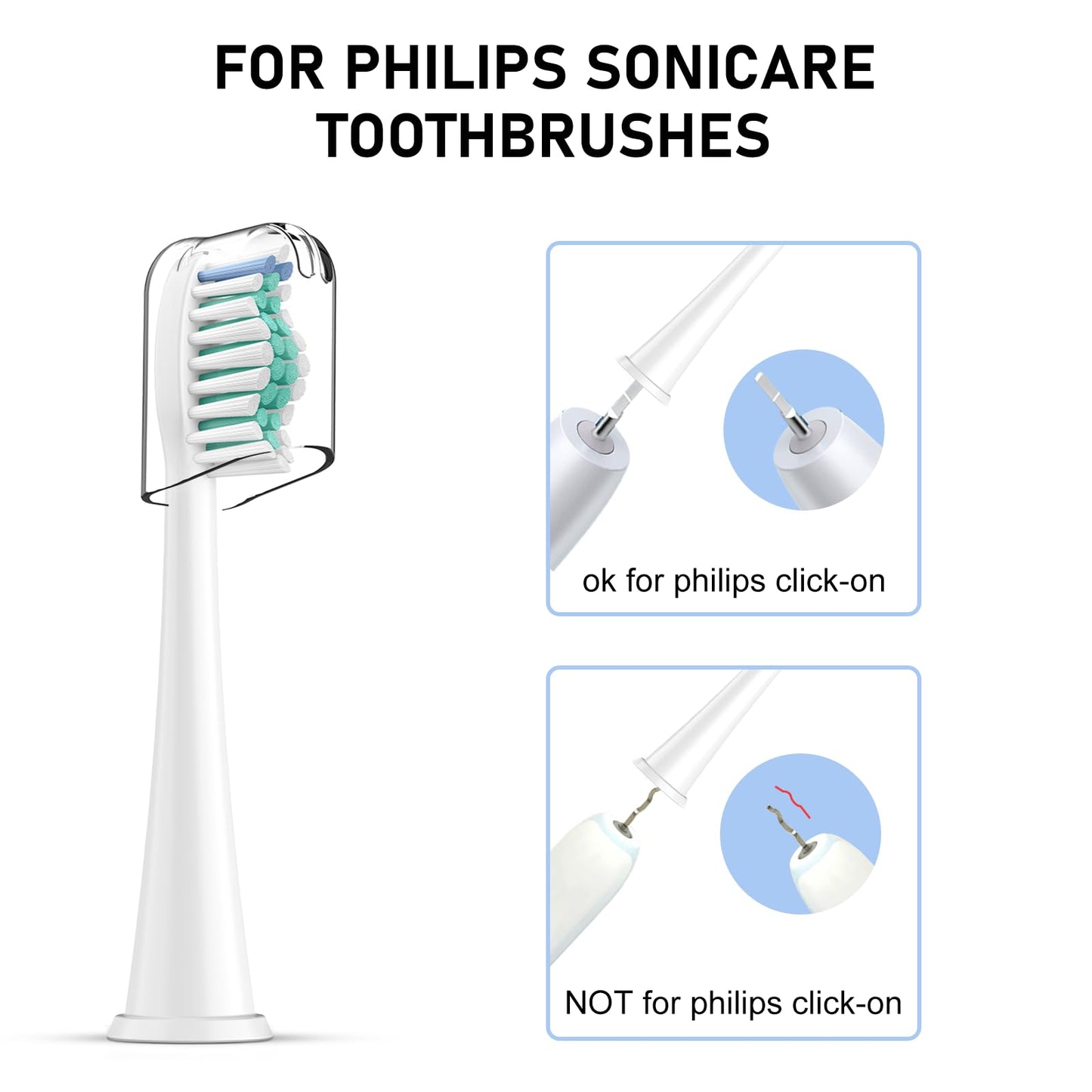 Toothbrush Heads, 8 Pack Electric Toothbrush Replacement Heads for Philips Sonicare Soft Dupont Bristles Replacement Toothbrush Heads for Oral Care