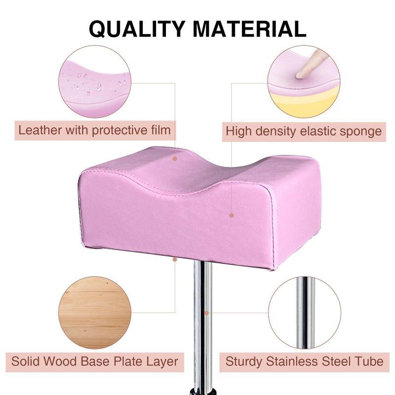 LOVEVLOGY Pedicure Foot Rest,Height Adjustable Pedicure Chair,Non-Slip Pedicure Stool for Massage Office or Home,Pink