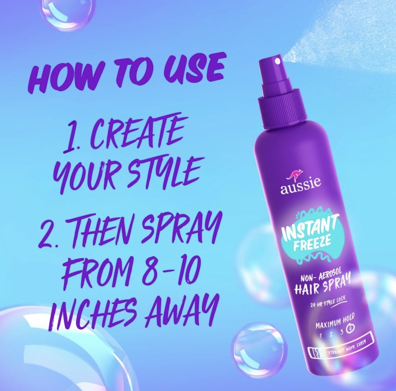 Aussie Instant Freeze Non-Aerosol Hairspray 8.5 Oz (Pack of 3)