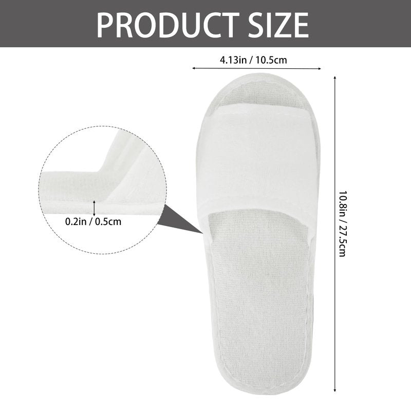 Seuqhck 20 Pairs Disposable Slippers, Open Toe Comfortable Cotton Spa Slippers Bulk, White Non-slip Hotel Guest Slipper for Home, Travel, Salon, Unisex, Men, Women