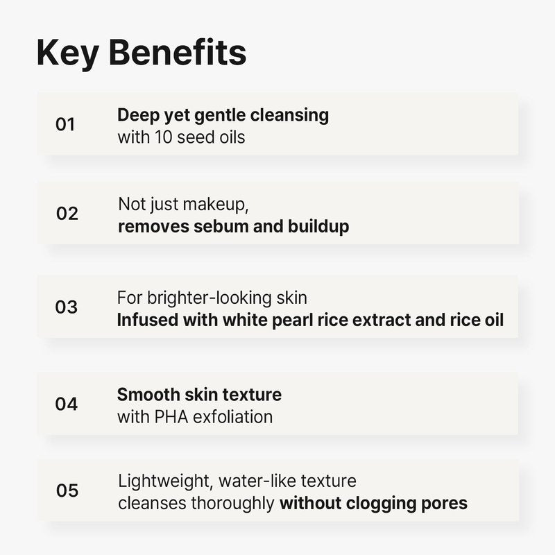Herna Rice Pore Care PHA Blackhead Remover Cleansing Oil - Makeup & Blackhead Remover, Pore Care with PHA & 10 Seed Oils, Lightweight Pore Cleanser, for Normal & Oily Skin 5.07fl.oz(150ml)