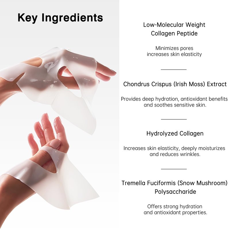 SEUMFY 5,000,000ppb 40g x 4ea Deep Anti Wrinkle Bio-Collagen Face Masks Hydrating Overnight Collagen Mask for Lifting,Firming and Moisturizing
