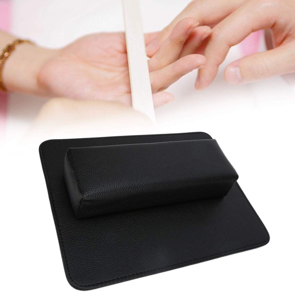 huaer2020 Nail Pillow,Durable Soft Washable Nail Art Hand Pillow Arm Rest Holder Cushion Mat Set Manicure Tool for Beauty Salon (Black)