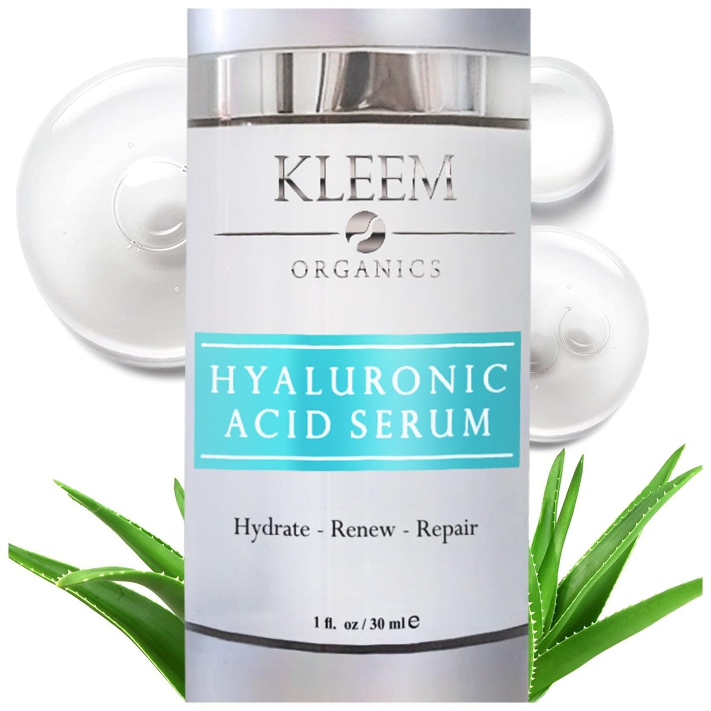 Kleem Hydrating Hyaluronic Acid Serum for Face – Deep Hydration & Skin Barrier Support - Anti Aging Face Serum with Antioxidants & Aloe Vera - Plumped, Hydrated & Softer Skin - 1 Fl Oz (30ml)